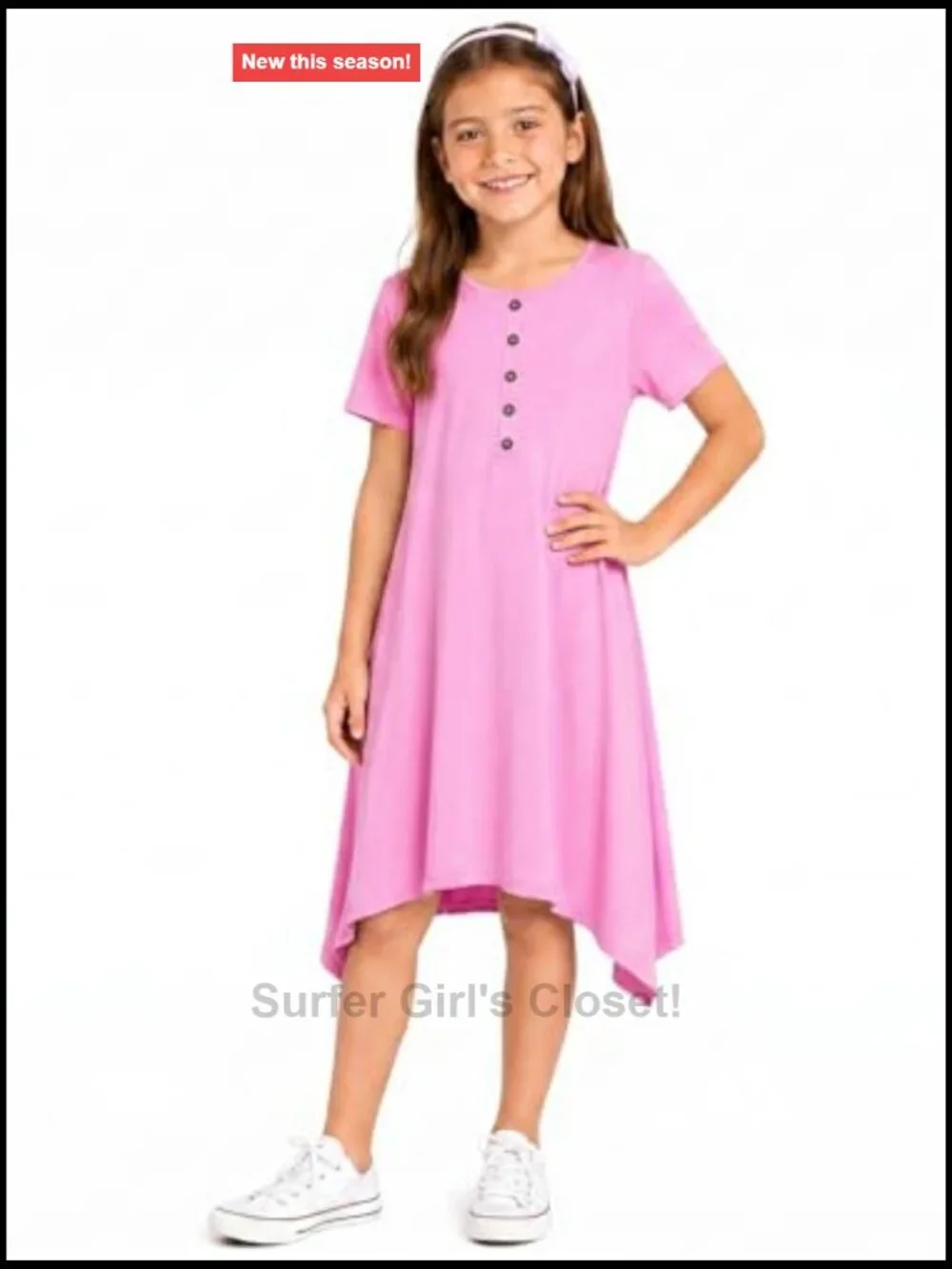 Girls Flowy Swing A-Line Dress, Soft Knit Short Sleeve Casual Summer Dress with